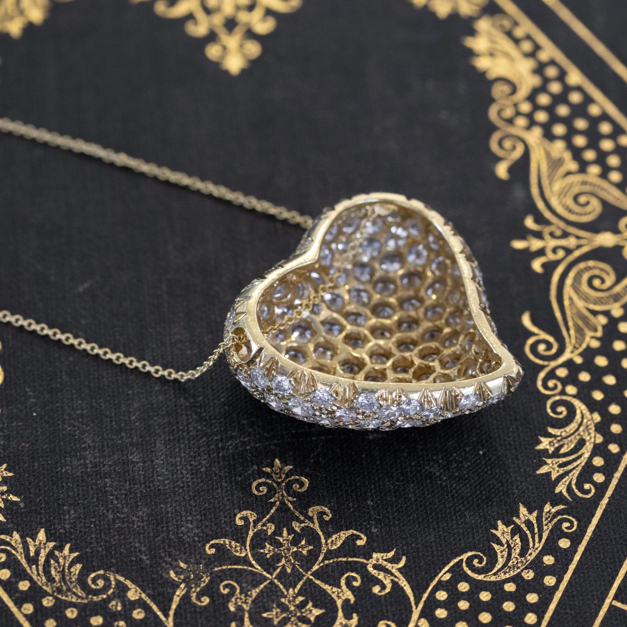 7.00ctw (est) Vintage Puffed Heart Pave Diamond Pendant