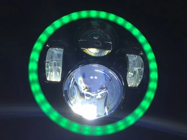 7" DAYMAKER Yamaha Royal Star Venture CHROME with GREEN Halo Projector HID LED Light Bulb Headlight Motorcycle