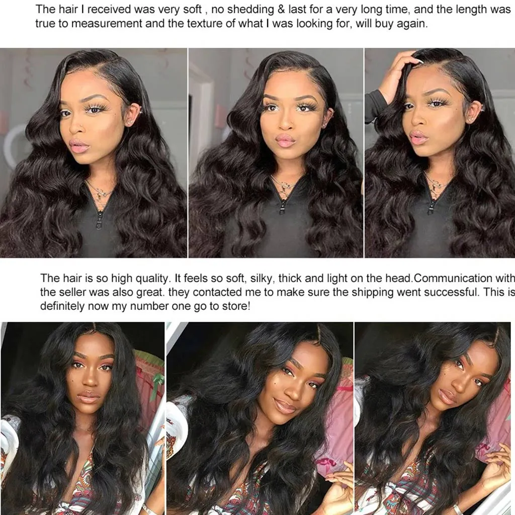9A Grade 3 Bundles With Frontal Body Wave Virgin Hair Soft Wavy