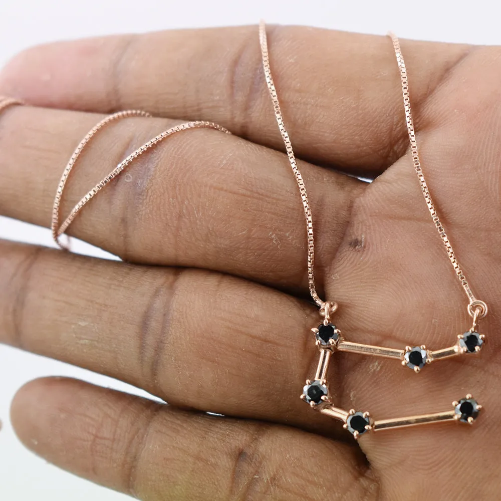 AAA 0.60 Ct Gemini Zodiac Sign Black Diamond Pendant. Certified Diamonds! Very Elegant & Great Gift