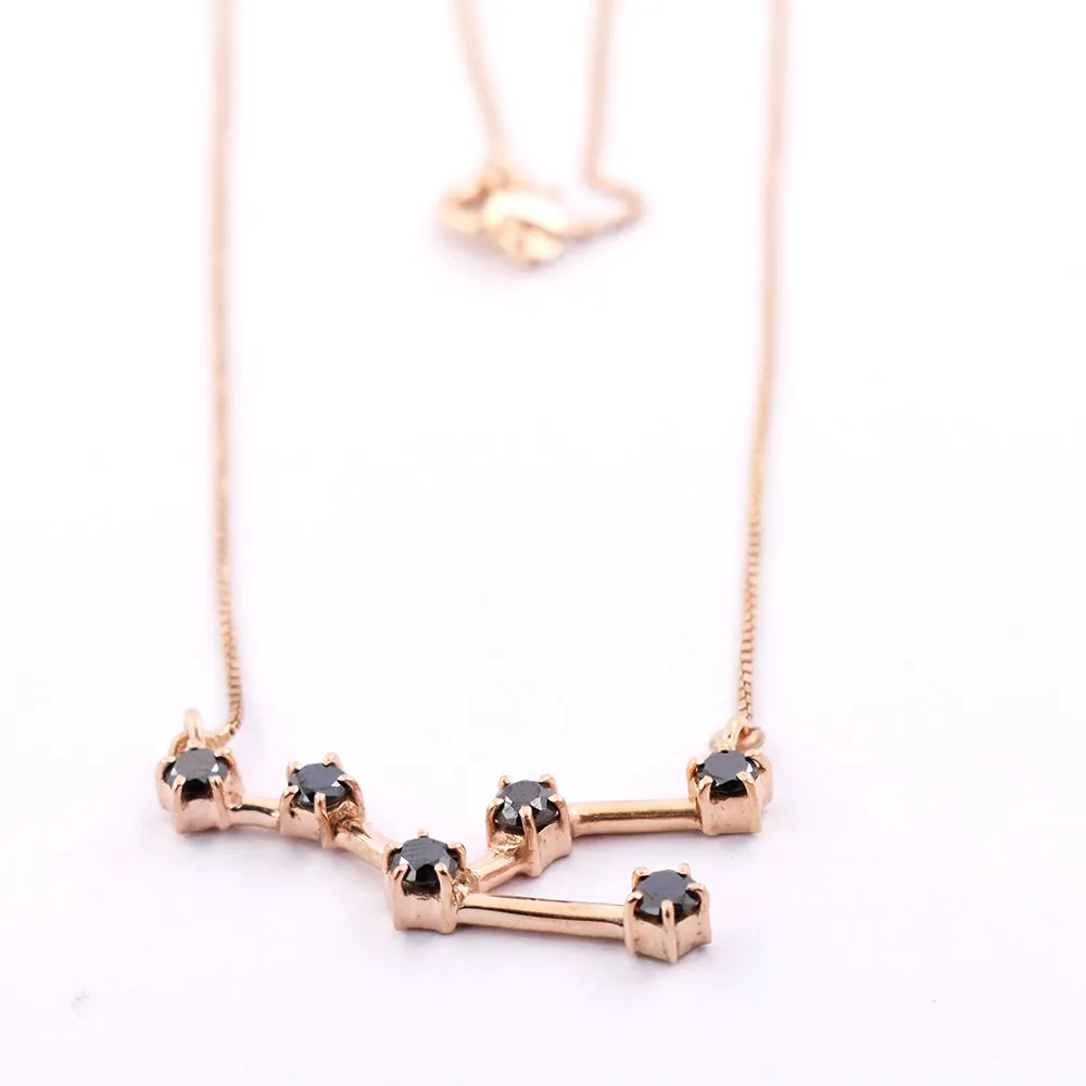 AAA 0.60 Cts Taurus Zodiac Sign Black Diamonds Pendant in 925 Sterling Silver. Great Shine