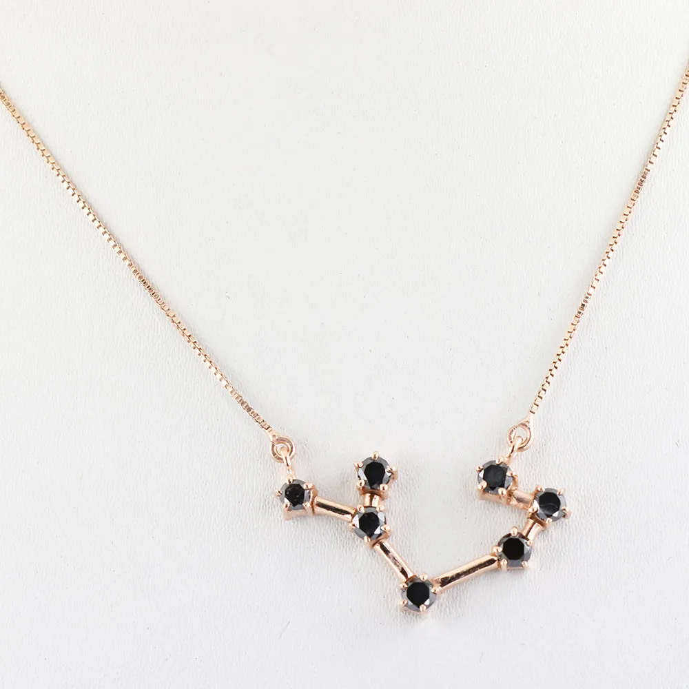 AAA 0.70 Ct Sagittarius Zodiac Sign Black Diamonds Pendant in 925 Silver. Great Brilliance