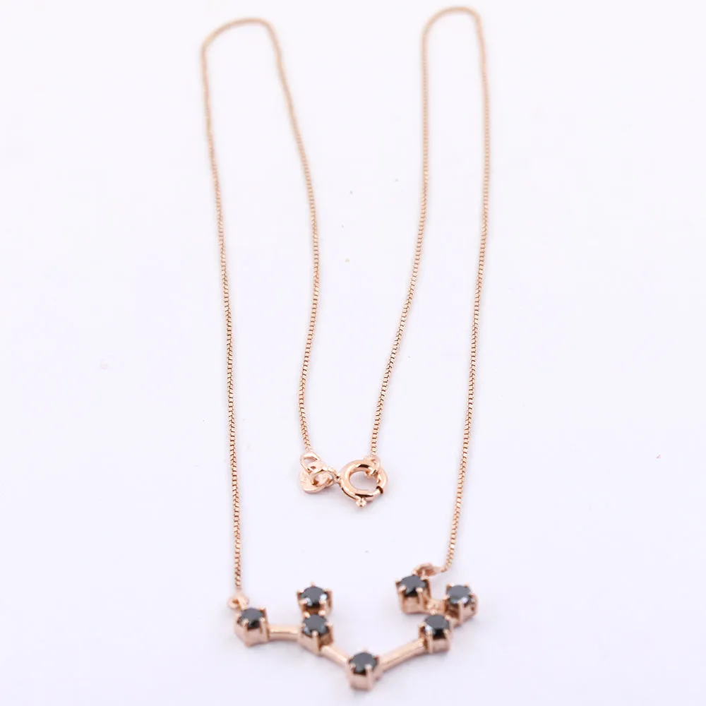 AAA 0.70 Ct Sagittarius Zodiac Sign Black Diamonds Pendant in 925 Silver. Great Brilliance