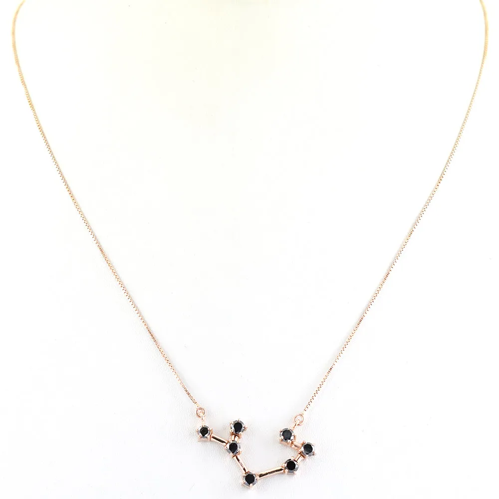AAA 0.70 Ct Sagittarius Zodiac Sign Black Diamonds Pendant in 925 Silver. Great Brilliance