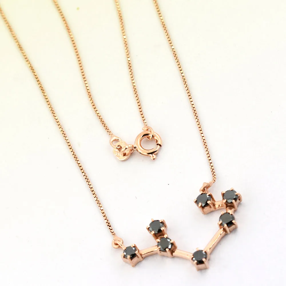 AAA 0.70 Ct Sagittarius Zodiac Sign Black Diamonds Pendant in 925 Silver. Great Brilliance