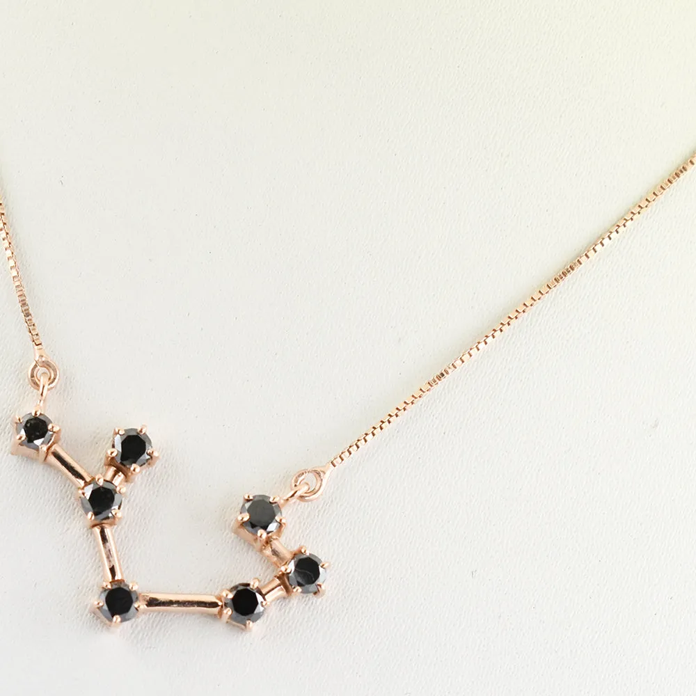 AAA 0.70 Ct Sagittarius Zodiac Sign Black Diamonds Pendant in 925 Silver. Great Brilliance