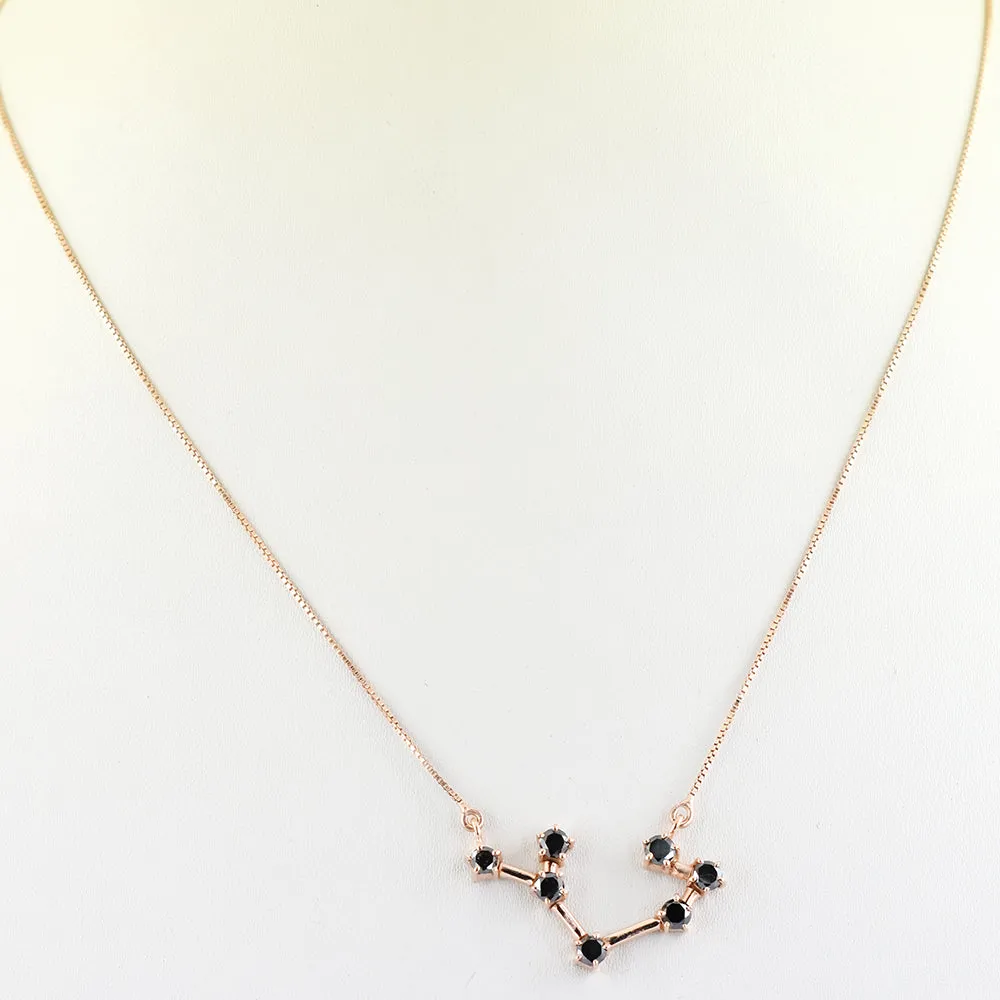 AAA 0.70 Ct Sagittarius Zodiac Sign Black Diamonds Pendant in 925 Silver. Great Brilliance