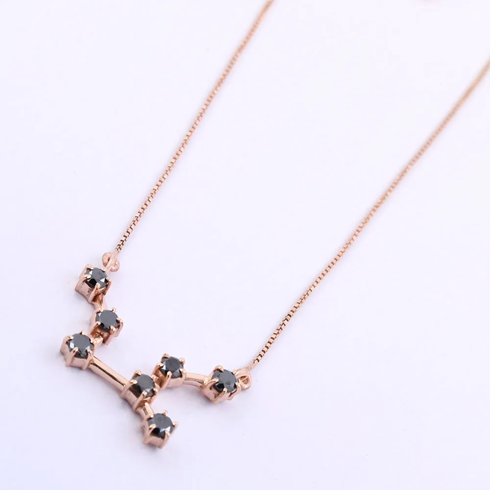 AAA 0.70 Cts Virgo Zodiac Sign Black Diamonds Pendant in Prong Setting. Latest Collection