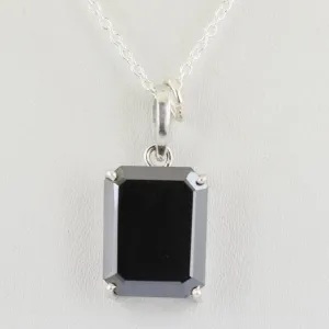 AAA Certified 3ct -5ct Radiant Cut Black Diamond Solitaire Pendant in 925 Silver, Great Shine