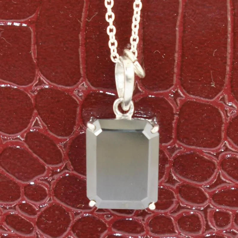 AAA Certified 3ct -5ct Radiant Cut Black Diamond Solitaire Pendant in 925 Silver, Great Shine