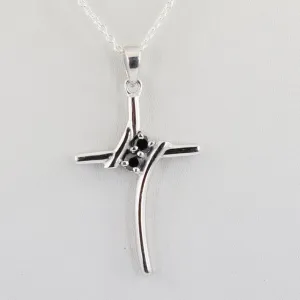 Amazing Black Diamond Cross Pendant in Sterling Silver, Great Shine & Excellent Luster.