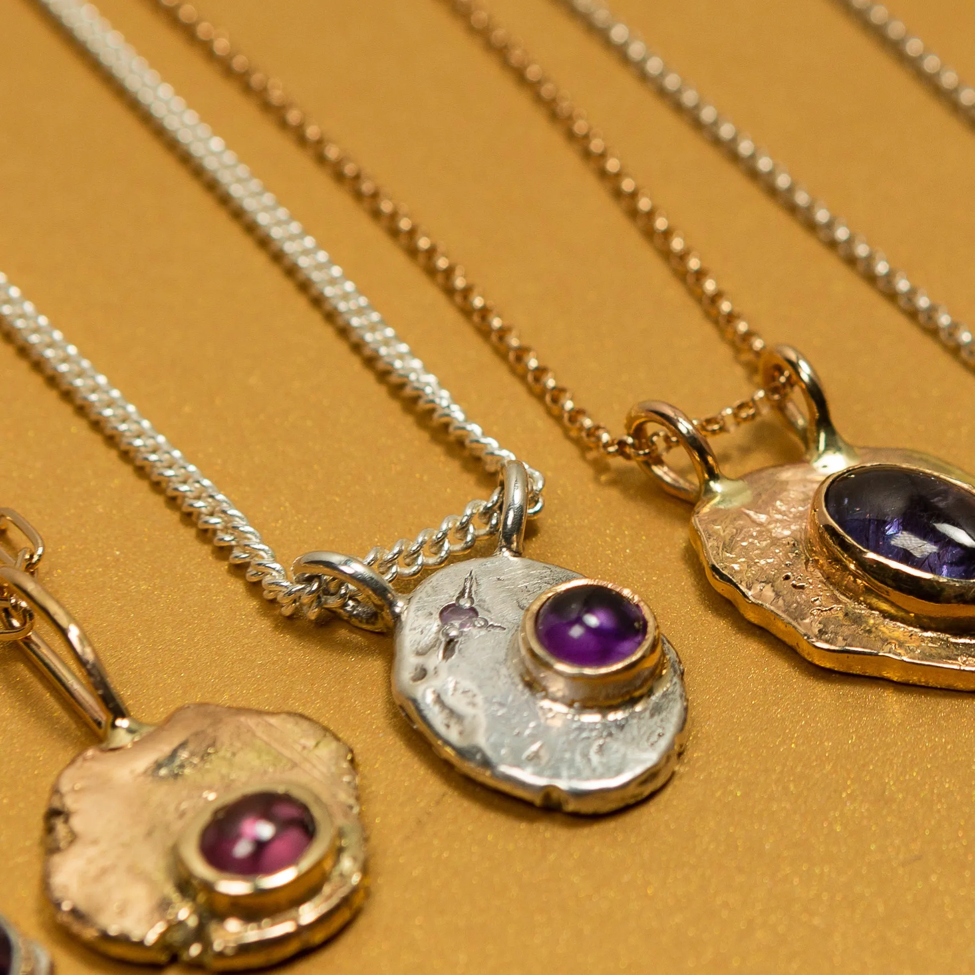 Amulet Necklace in Silver   Gold | Amethyst