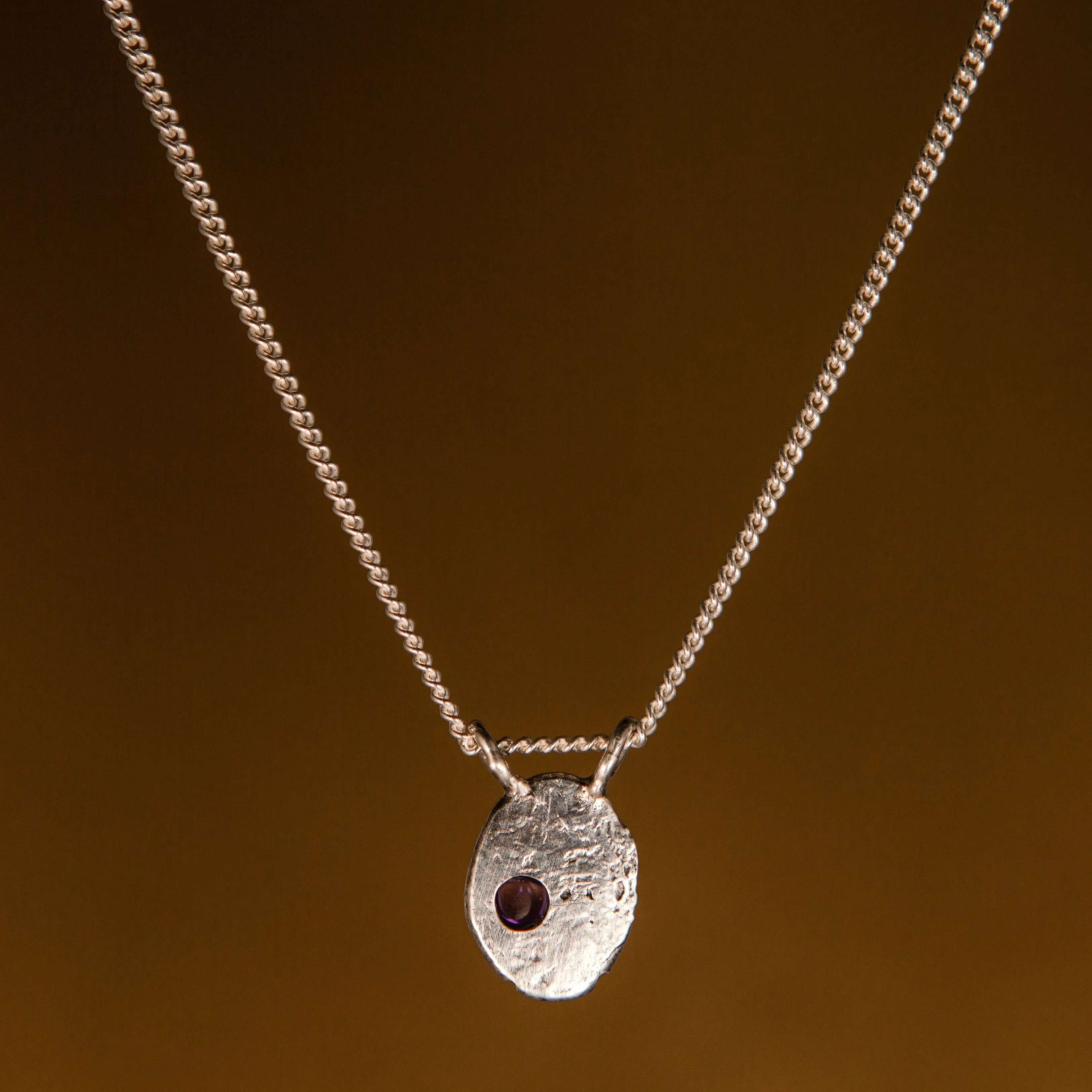 Amulet Necklace in Silver   Gold | Amethyst