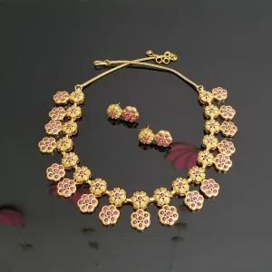 Antique South Indian Necklace With Matte Gold Plating FL20