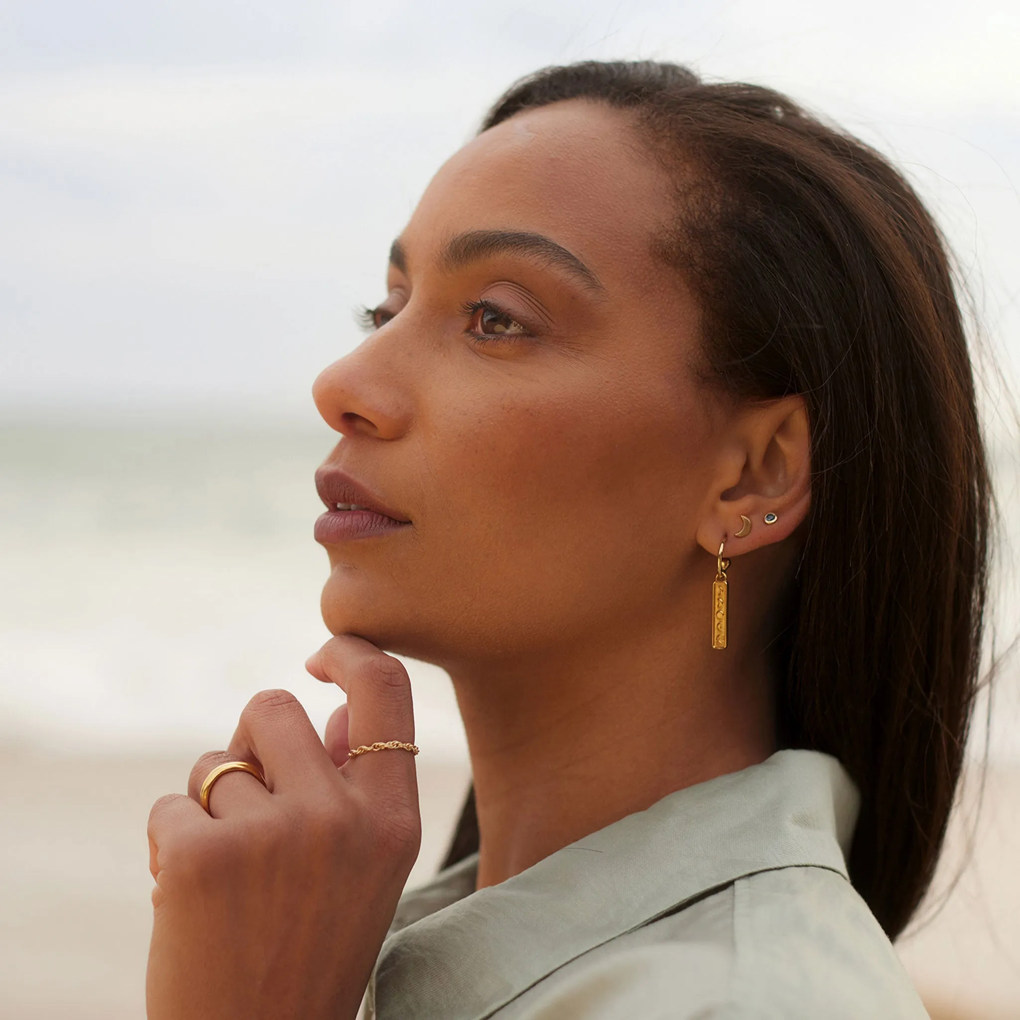 Aqua Drop Hoop Earrings