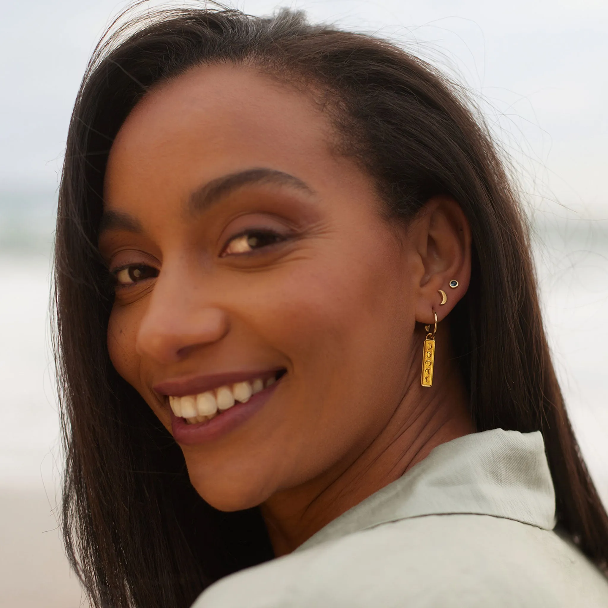 Aqua Drop Hoop Earrings