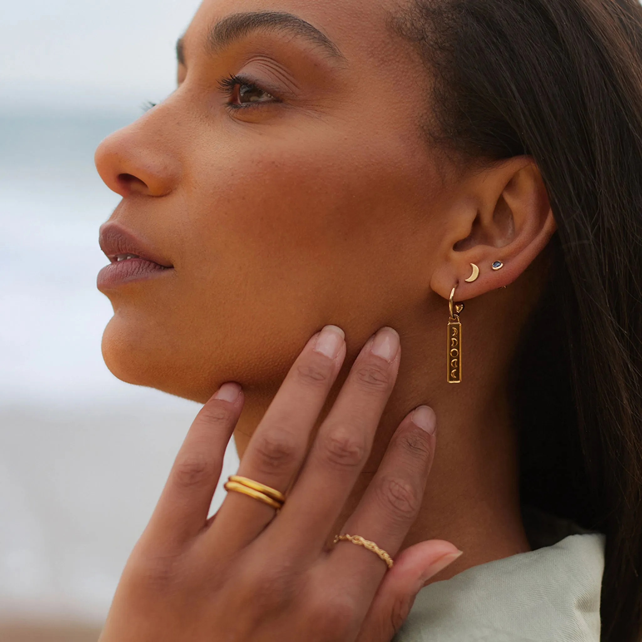 Aqua Drop Hoop Earrings