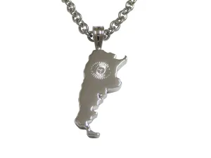 Argentina Map Shape and Flag Design Pendant Necklace