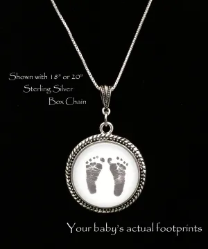 BABY Footprint  Necklace, Your baby's actual footprints on a necklace