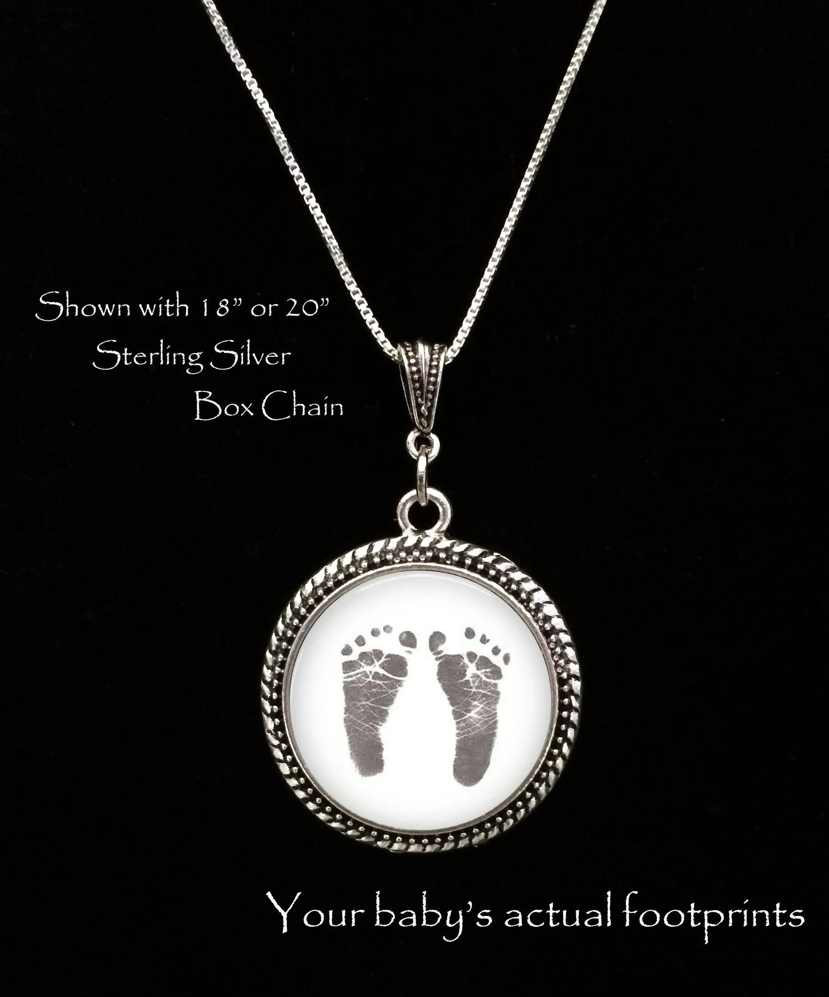 BABY Footprint  Necklace, Your baby's actual footprints on a necklace