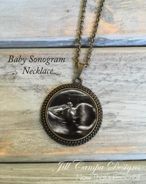 Baby Sonogram Necklace, Ultrasound Pendant - Pregnancy Gift - Baby Shower - BRONZE