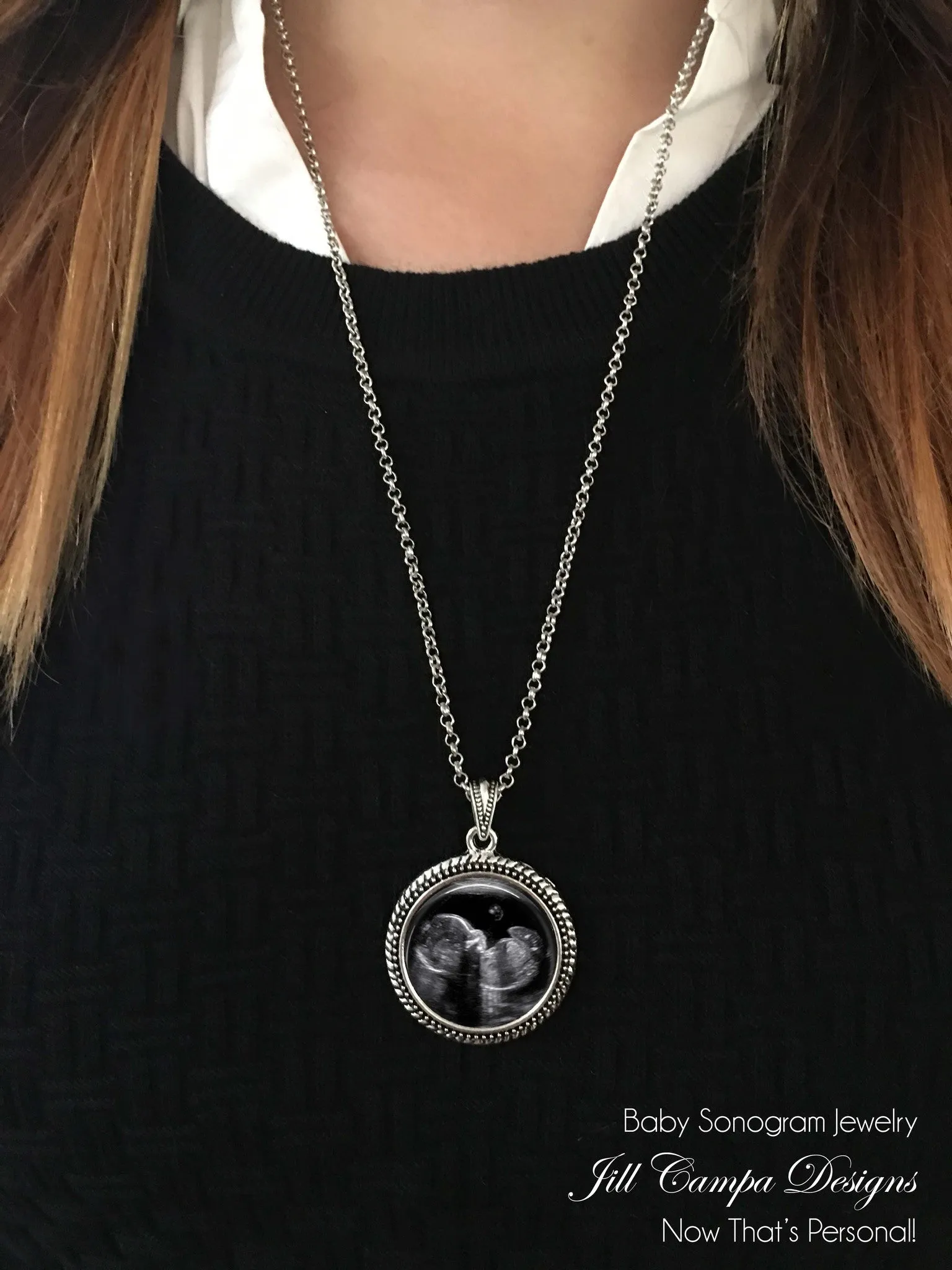 Baby Sonogram Necklace, Ultrasound Pendant - Pregnancy Gift , New Baby