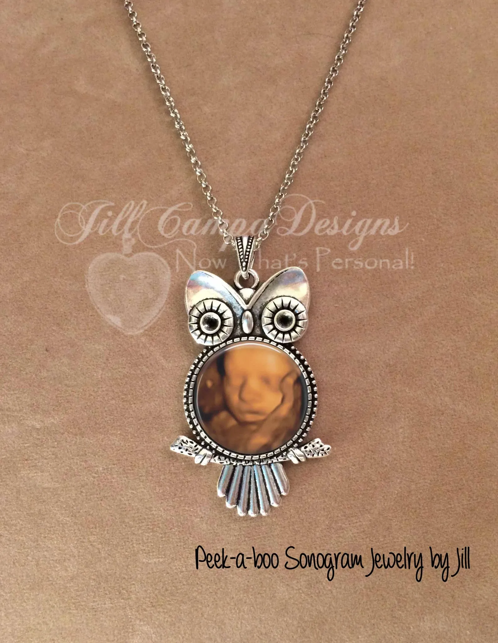Baby SONOGRAM owl necklace