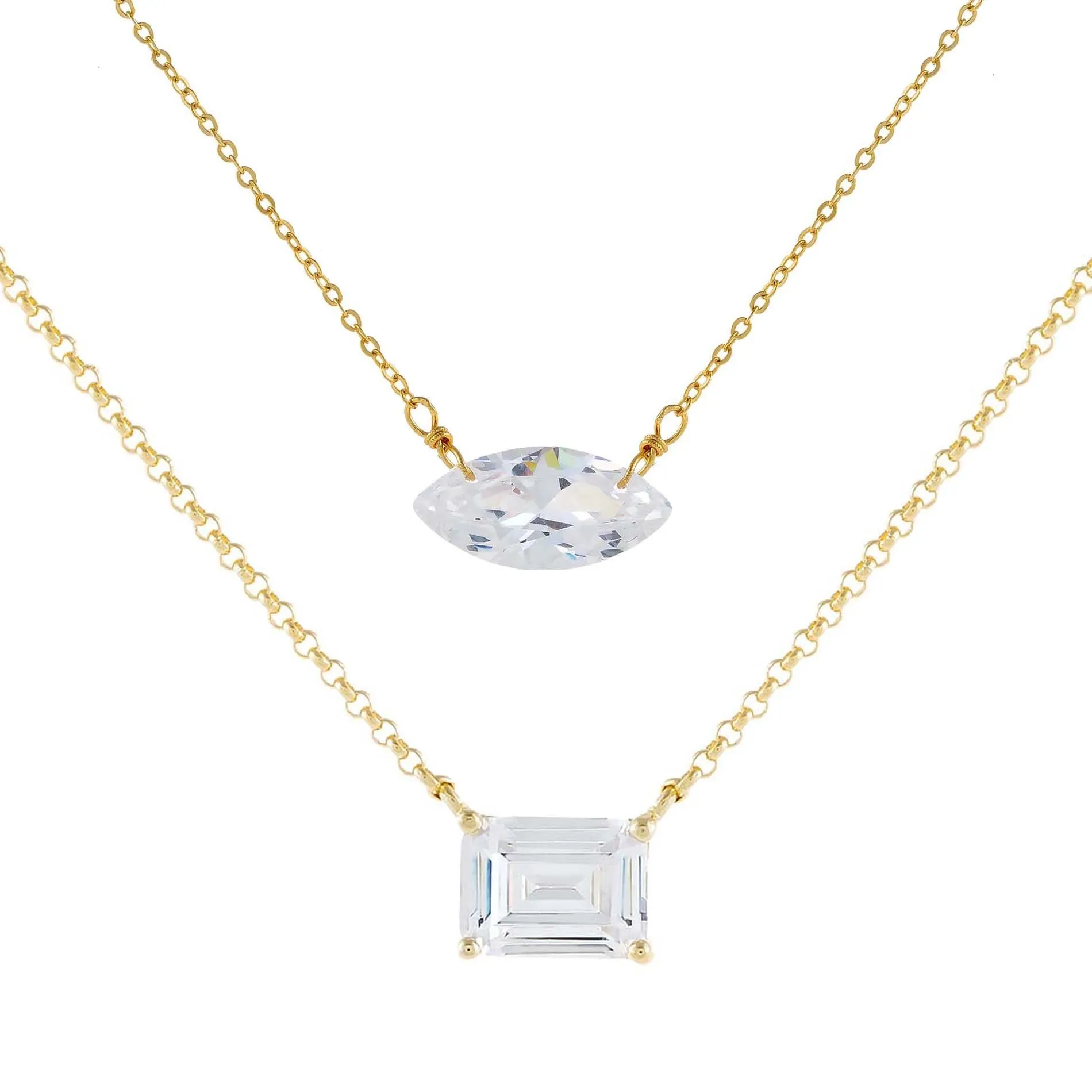 Baguette X Marquise Necklace Combo Set