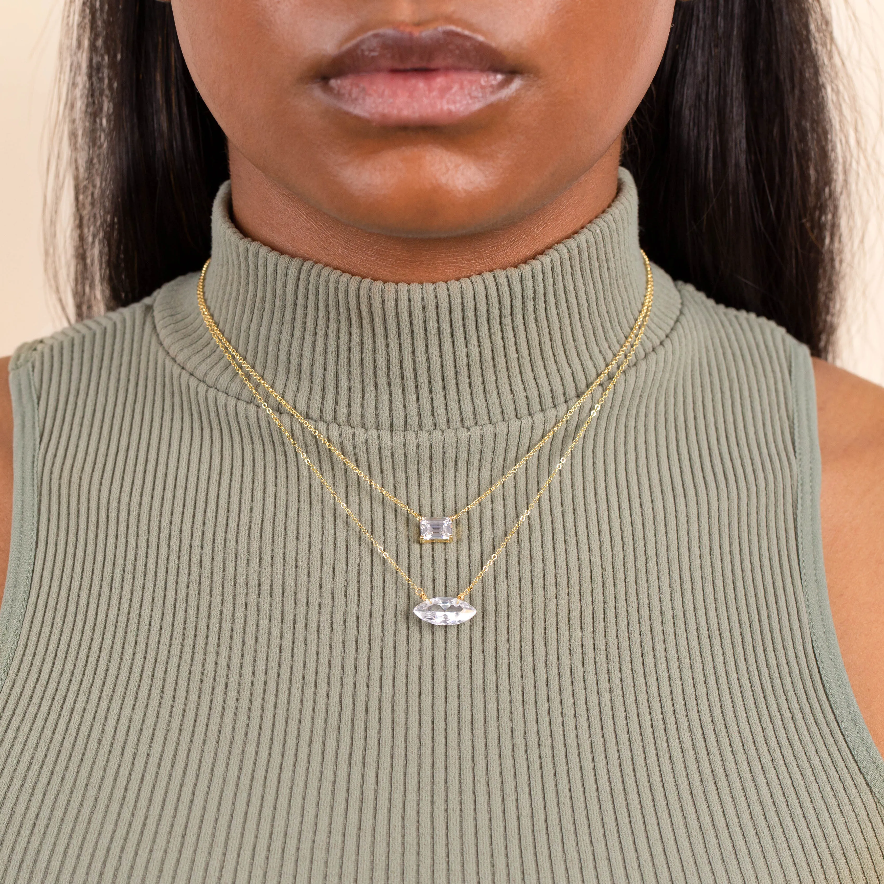 Baguette X Marquise Necklace Combo Set