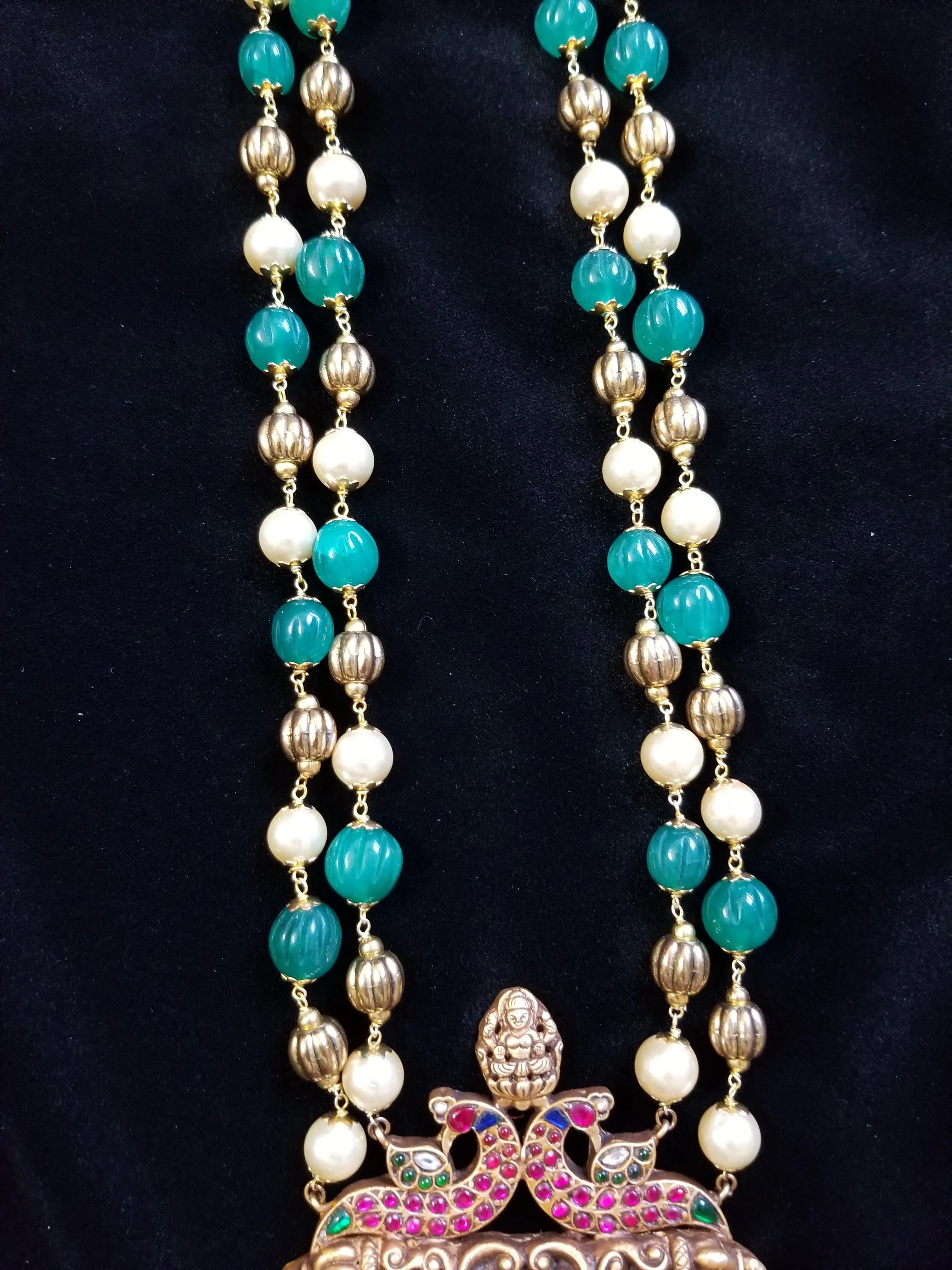 Balance Payment For Tejaswi L  PREORDER(140$) Jadau Kundan Silver Look Alike Ganesha Pendant Maala