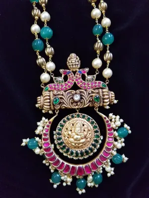 Balance Payment For Tejaswi L  PREORDER(140$) Jadau Kundan Silver Look Alike Ganesha Pendant Maala