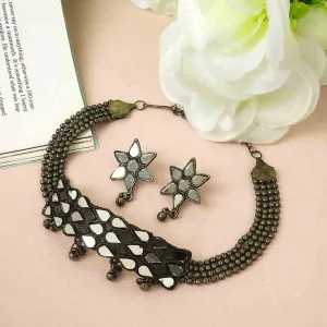 Beaded Mirror Star Choker Set