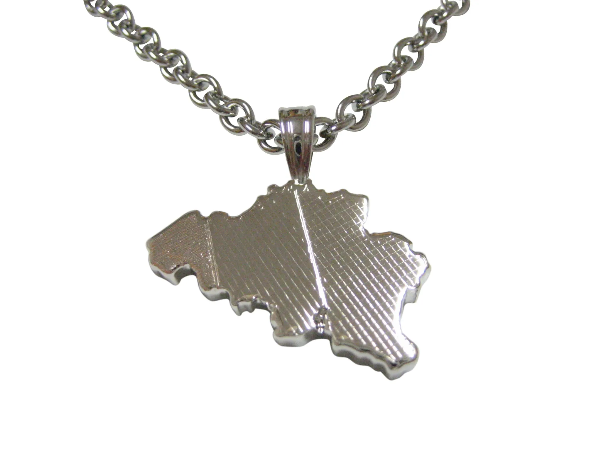 Belgium Map Shape and Flag Design Pendant Necklace
