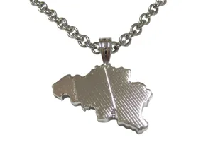 Belgium Map Shape and Flag Design Pendant Necklace