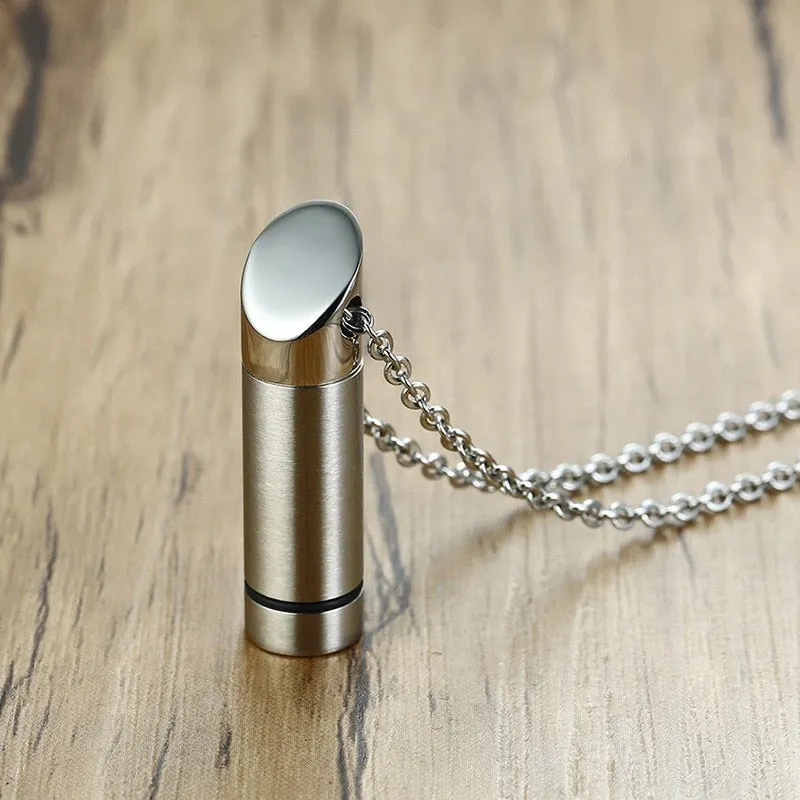 Beveled Cylinder Cremation Necklace