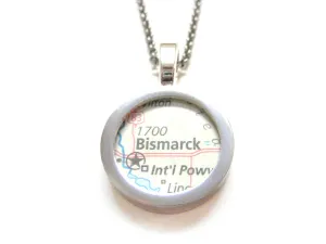 Bismarck North Dakota Map Pendant Necklace