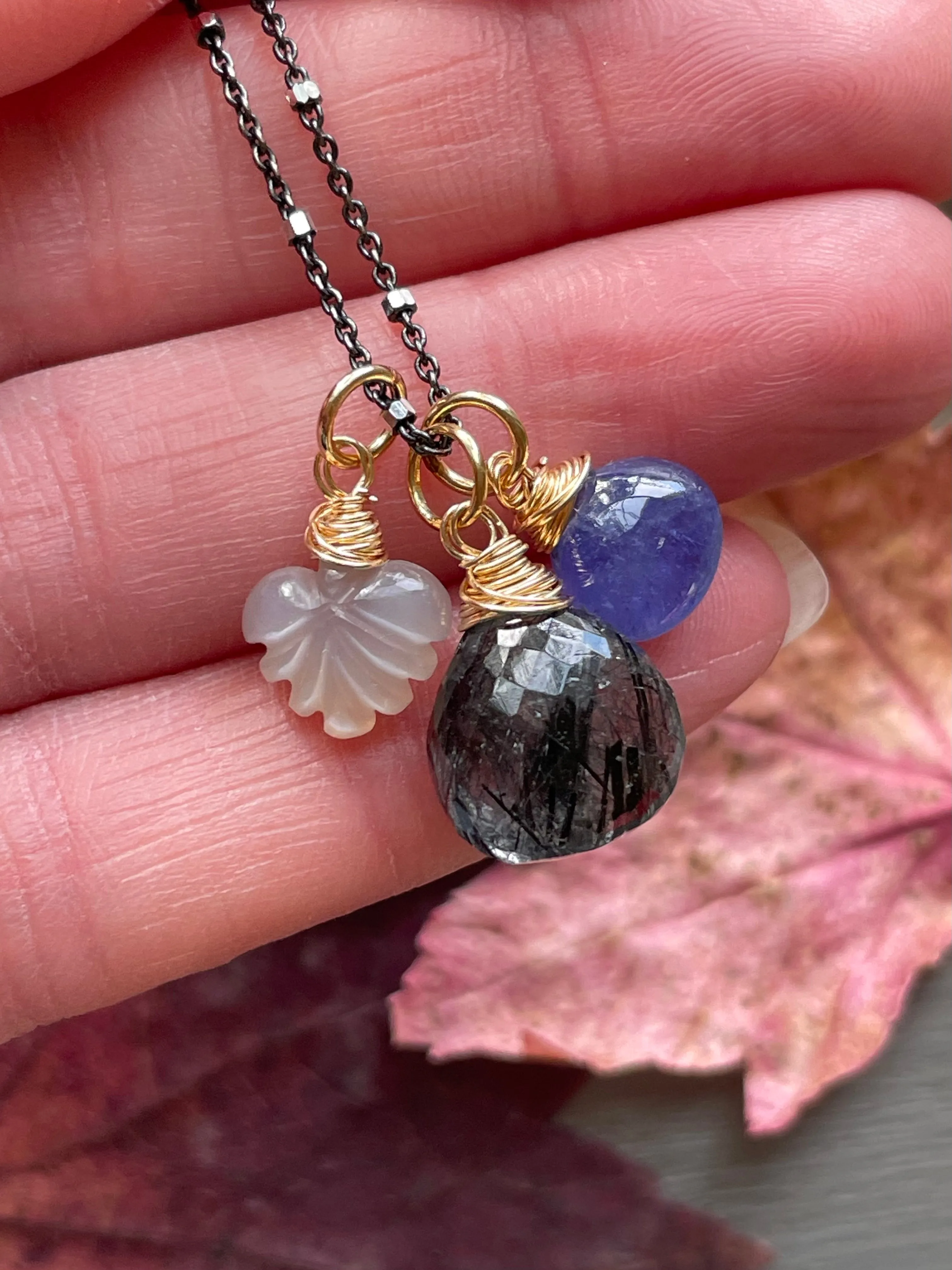 Black Tourmalinated Quartz Charm Necklace
