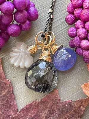 Black Tourmalinated Quartz Charm Necklace