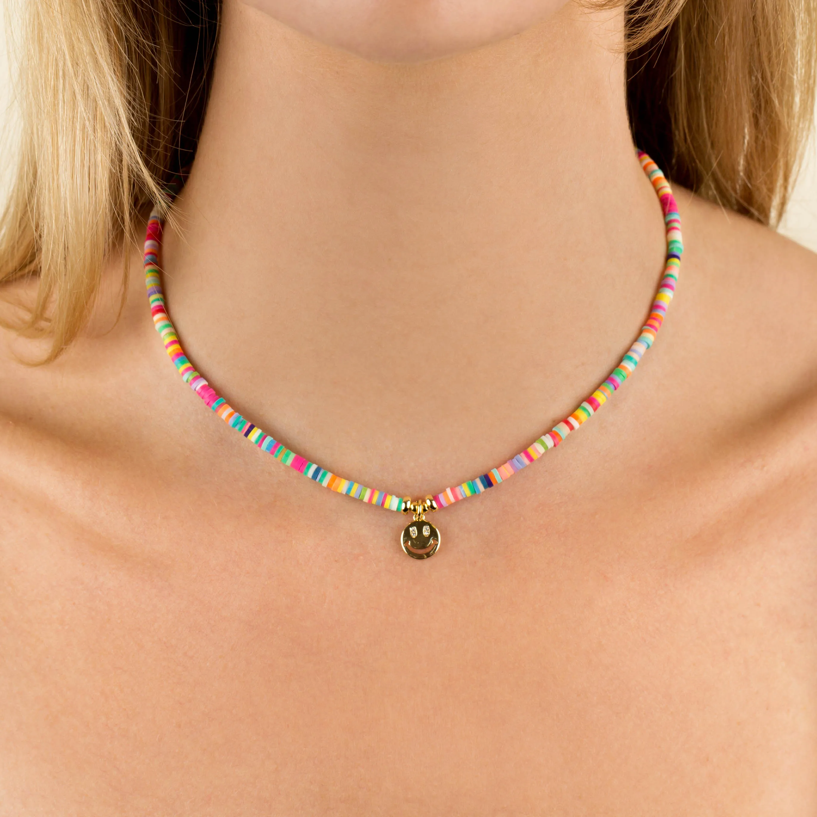 Bright Multi Smiley Face Necklace