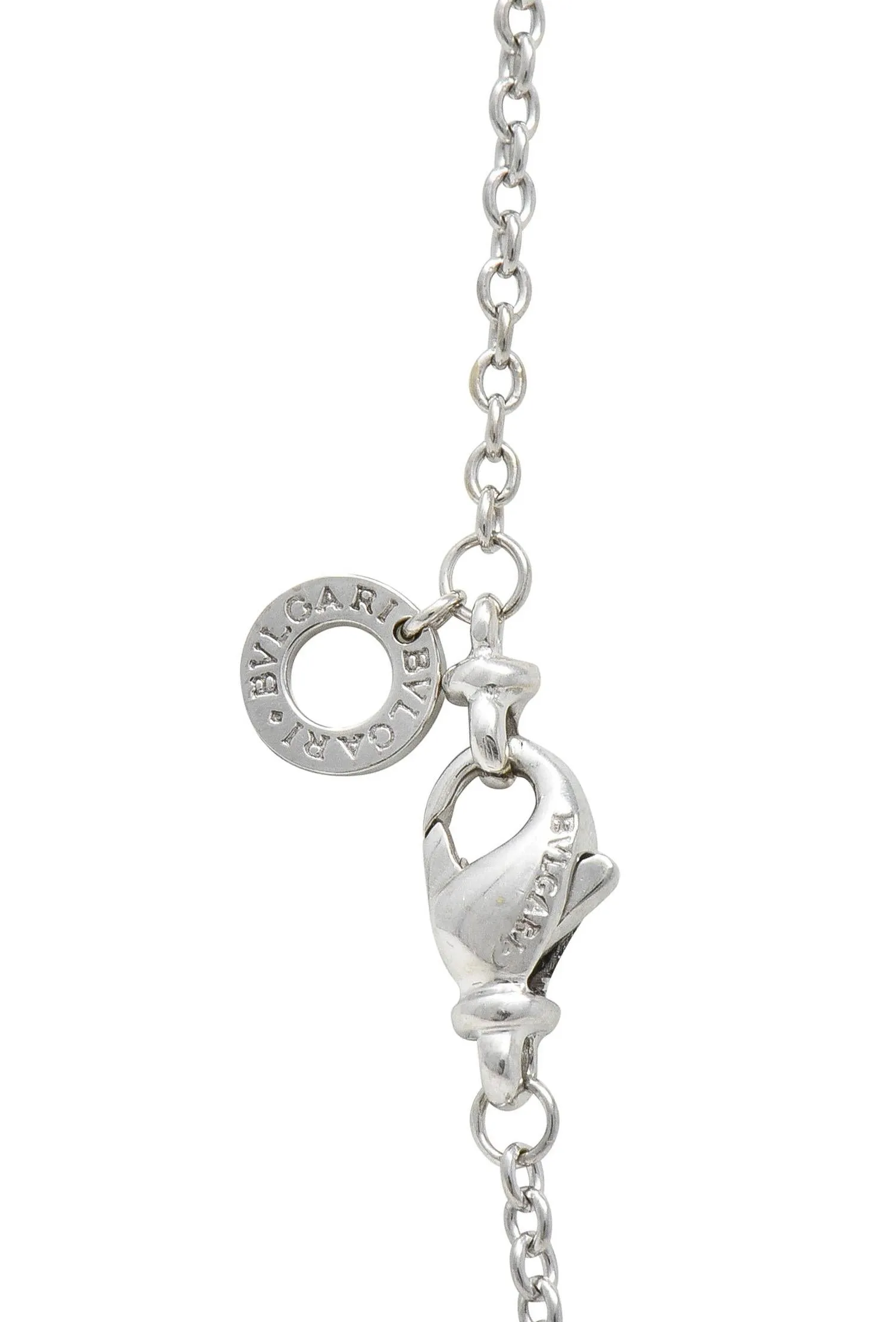 Bulgari 1990's Diamond 18 Karat White Gold Doppio Cuore Heart Vintage Pendant Necklace