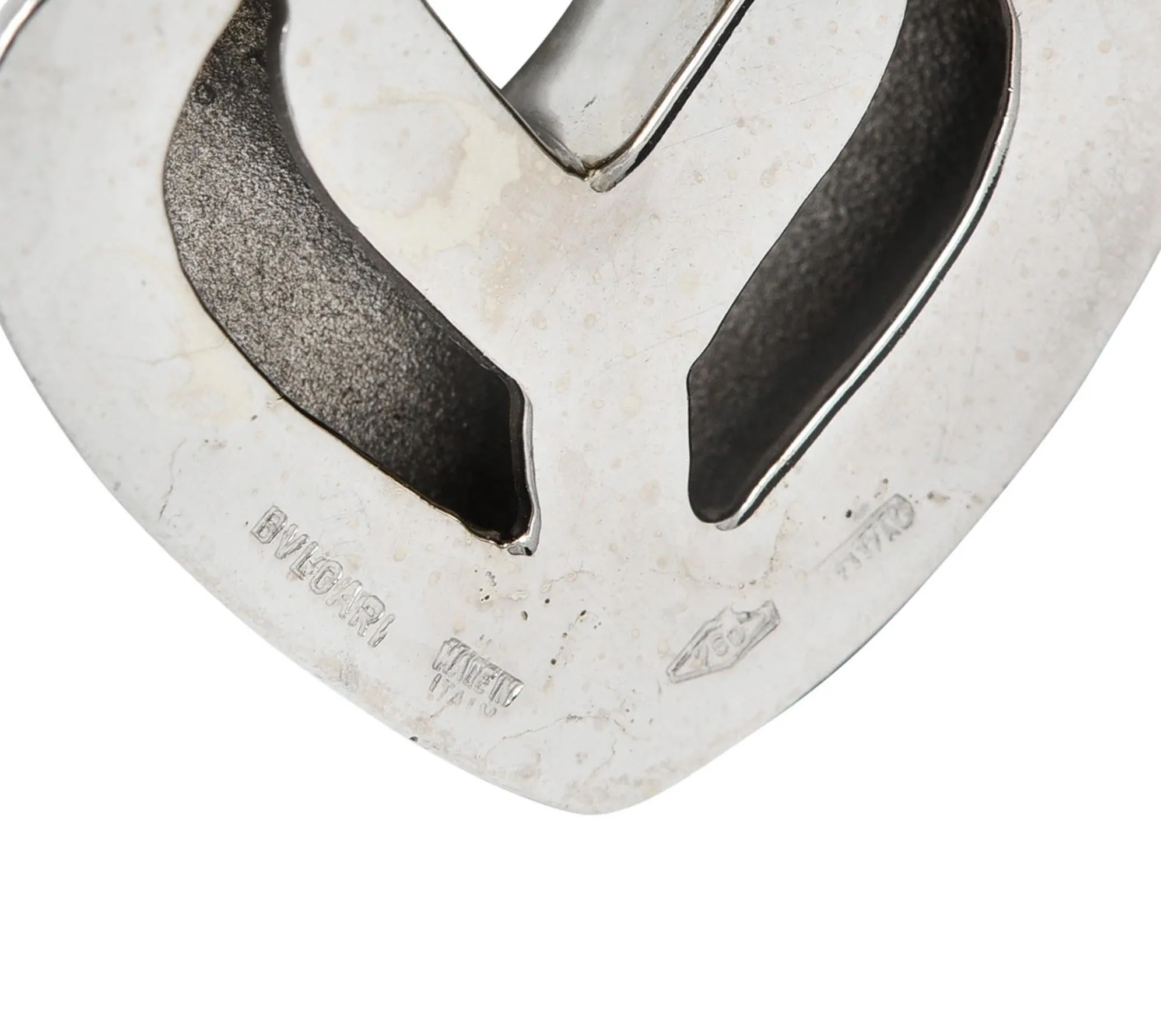 Bulgari 1990's Diamond 18 Karat White Gold Doppio Cuore Heart Vintage Pendant Necklace