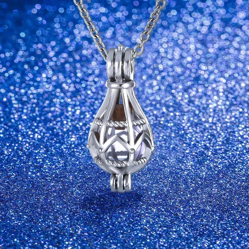 Caged Glass Globe Cremation Necklace