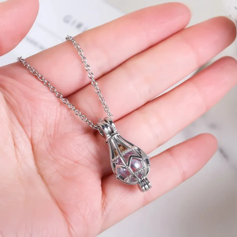 Caged Glass Globe Cremation Necklace