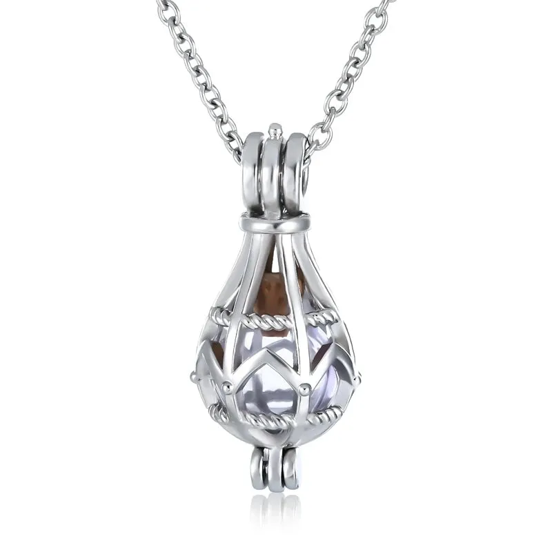 Caged Glass Globe Cremation Necklace