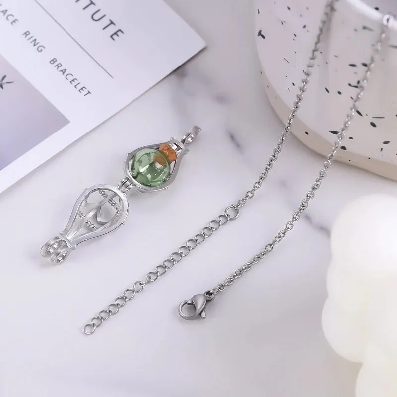 Caged Glass Globe Cremation Necklace