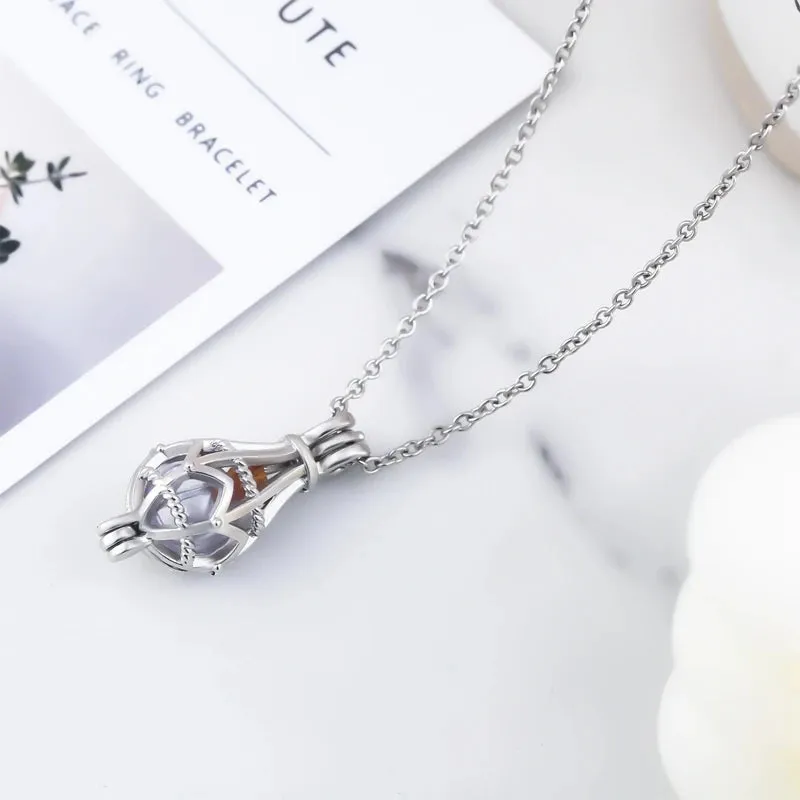 Caged Glass Globe Cremation Necklace