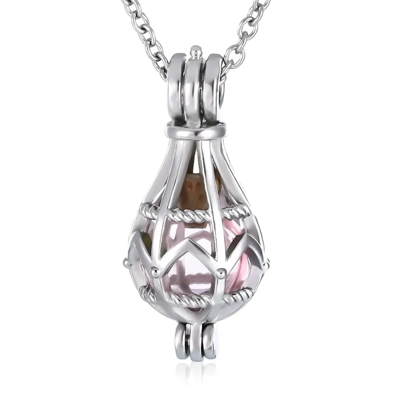 Caged Glass Globe Cremation Necklace