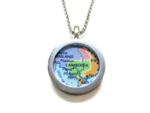 Cambodia Map Pendant Necklace