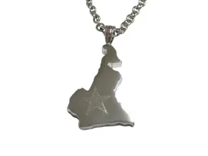 Cameroon Map Shape and Flag Design Pendant Necklace