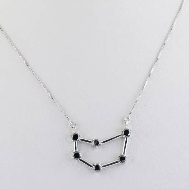 Capricorn Zodiac Sign, Black Diamond Pendant in 925 Silver with Rose Gold Finish. 0.60 Ct Certified
